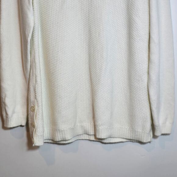 Talbots Women’s Ivory Waffle Knit Pullover Sweater Size M Cotton Blend Crewneck - Picture 6 of 10
